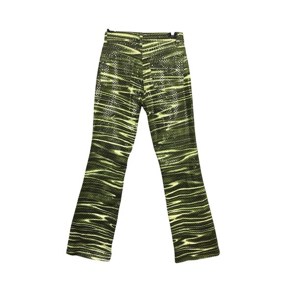 R.V.T. Y2K Vintage Funky Camo Swirl Shiny Flared Bootcut Pants Size 9/10 Bratz - Picture 2 of 4